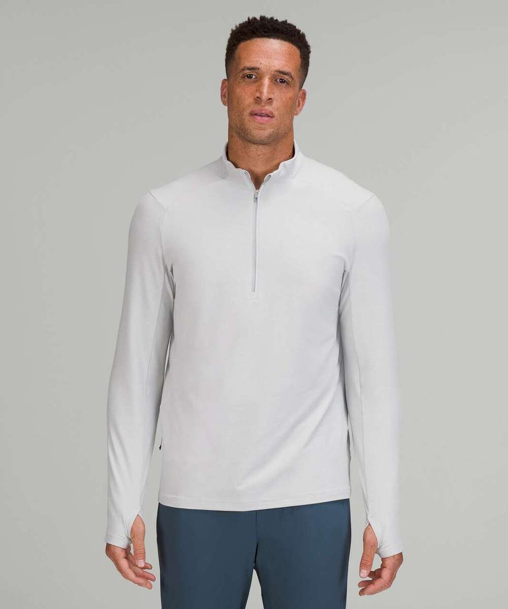 Lululemon Surge Warm Reflective 1/2 Zip Heathered Sea Salt Style M3cz2s Large